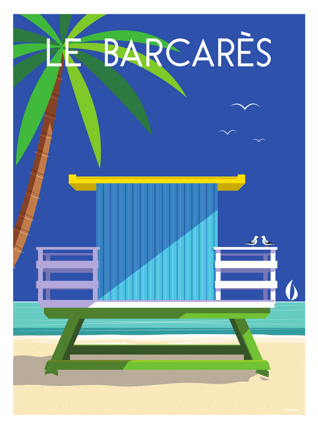 Affiche Barcarès - Cabanon de plage par Raphael Delerue