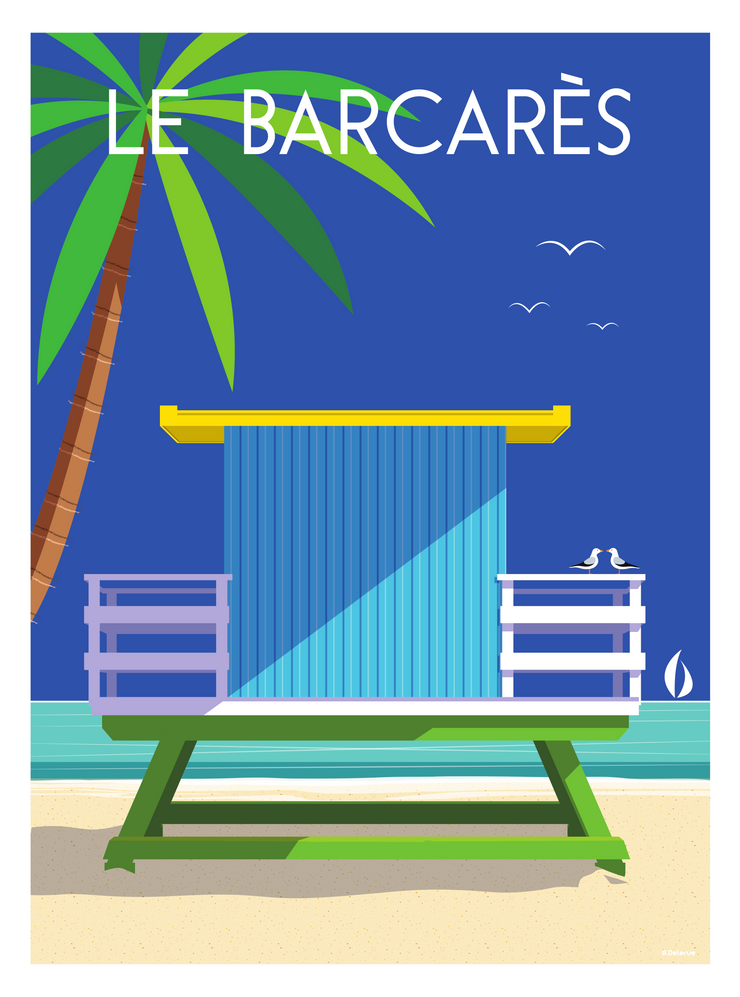 Affiche Barcarès - Cabanon de plage par Raphael Delerue