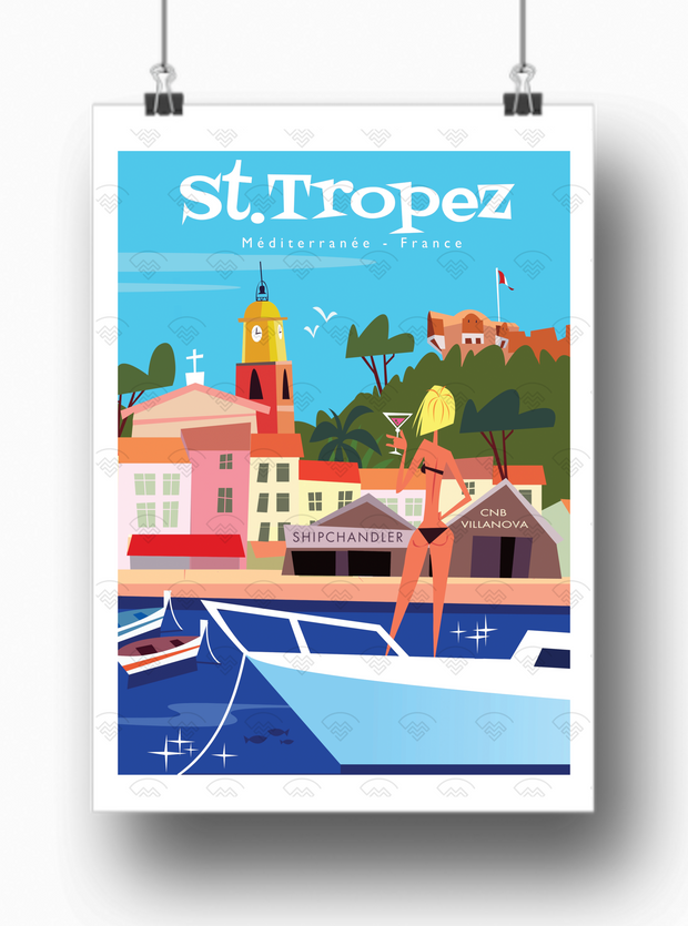 Affiche Saint-Tropez - Villanova par Gary Godel