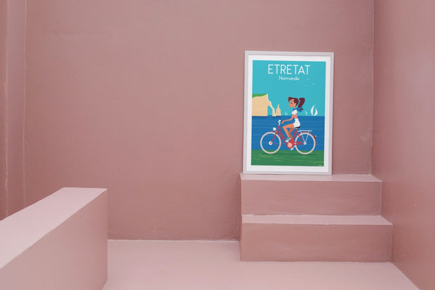 Affiche Normandie - Etretat vélo de Raphaël Delerue