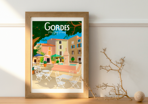 Affiche Gordes - Place Genty Pantaly