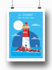 Affiche Le Conquet - Phare des Pierres Noires par Raphaël Delerue