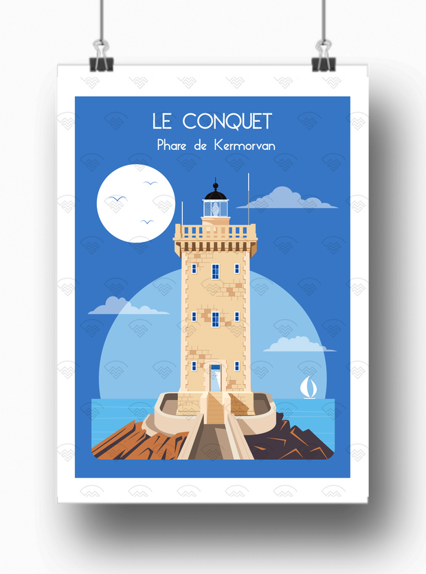 Affiche Le Conquet - Phare de Kermorvan par Raphaël Delerue