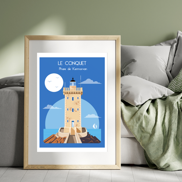 Affiche Le Conquet - Phare de Kermorvan par Raphaël Delerue