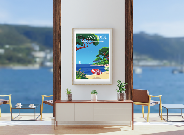 Affiche Le Lavandou - Plage de Pramousquier par Raphael Delerue