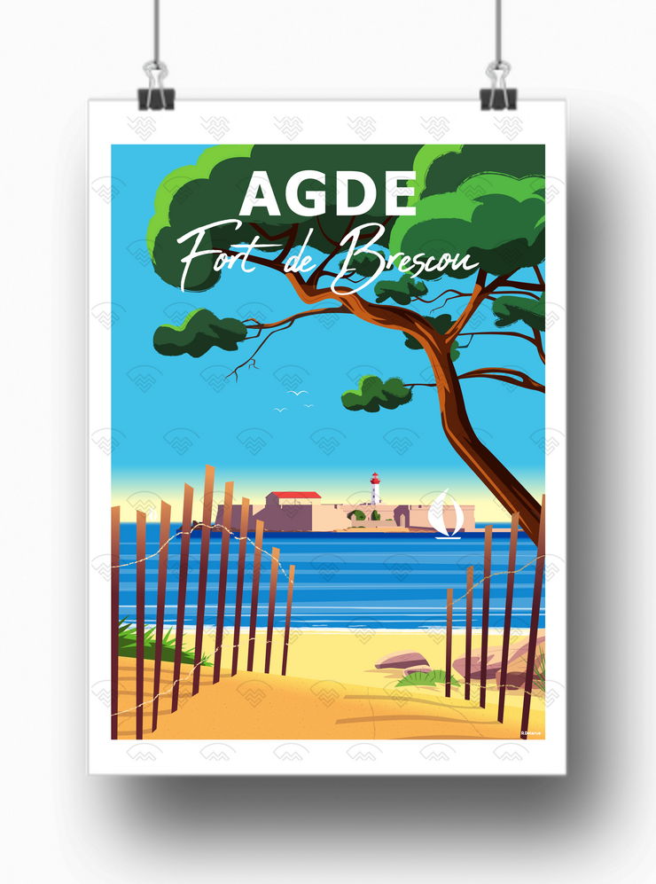 Affiche Agde - Fort de Brescou par Raphael Delerue