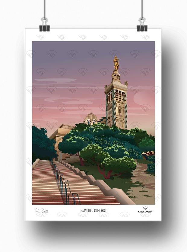 Affiche Marseille - La Bonne Mère par Eleonore Bizeul