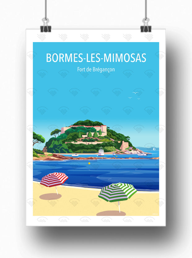 Affiche Bormes les Mimosas - Fort de Brégançon par Raphael Delerue