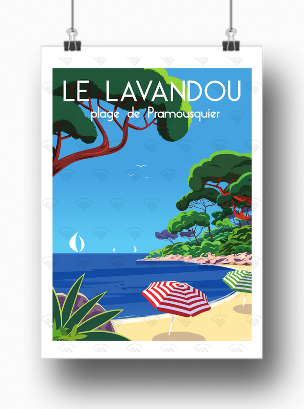 Affiche Le Lavandou - Plage de Pramousquier par Raphael Delerue