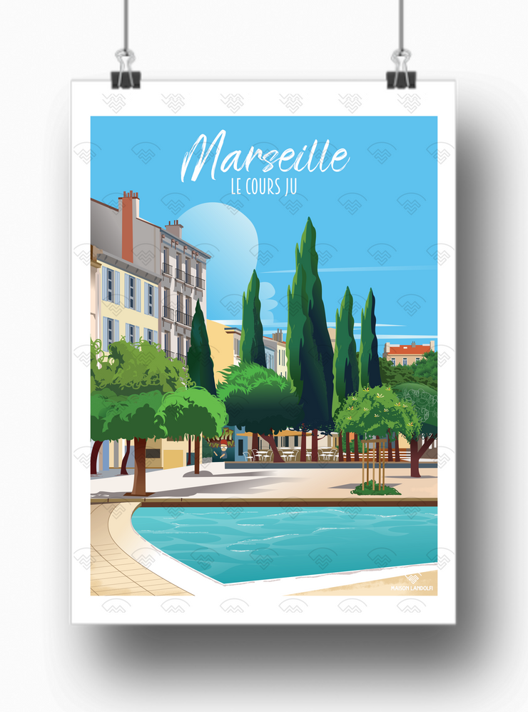 Affiche Marseille - Fontaine du Cours Ju