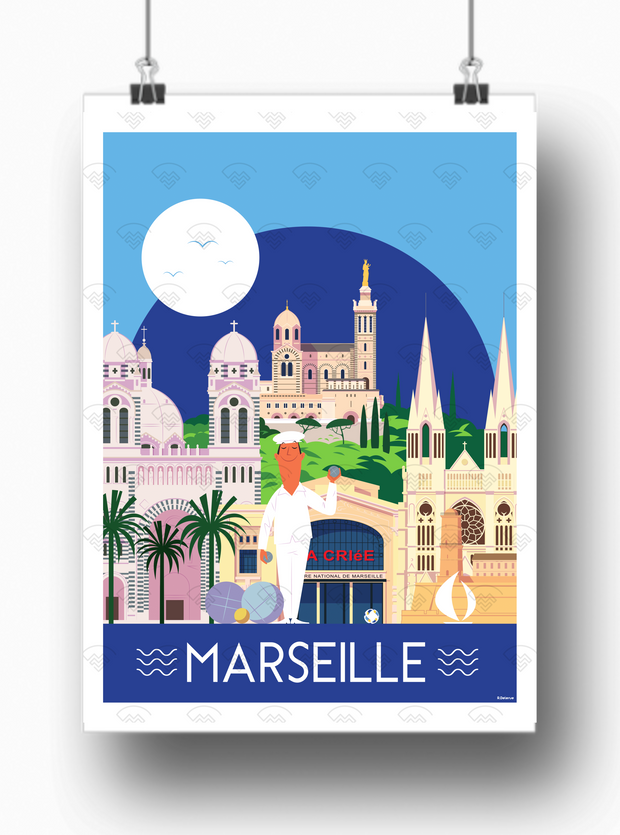 Affiche Marseille - Panorama sans verre par Raphael Delerue