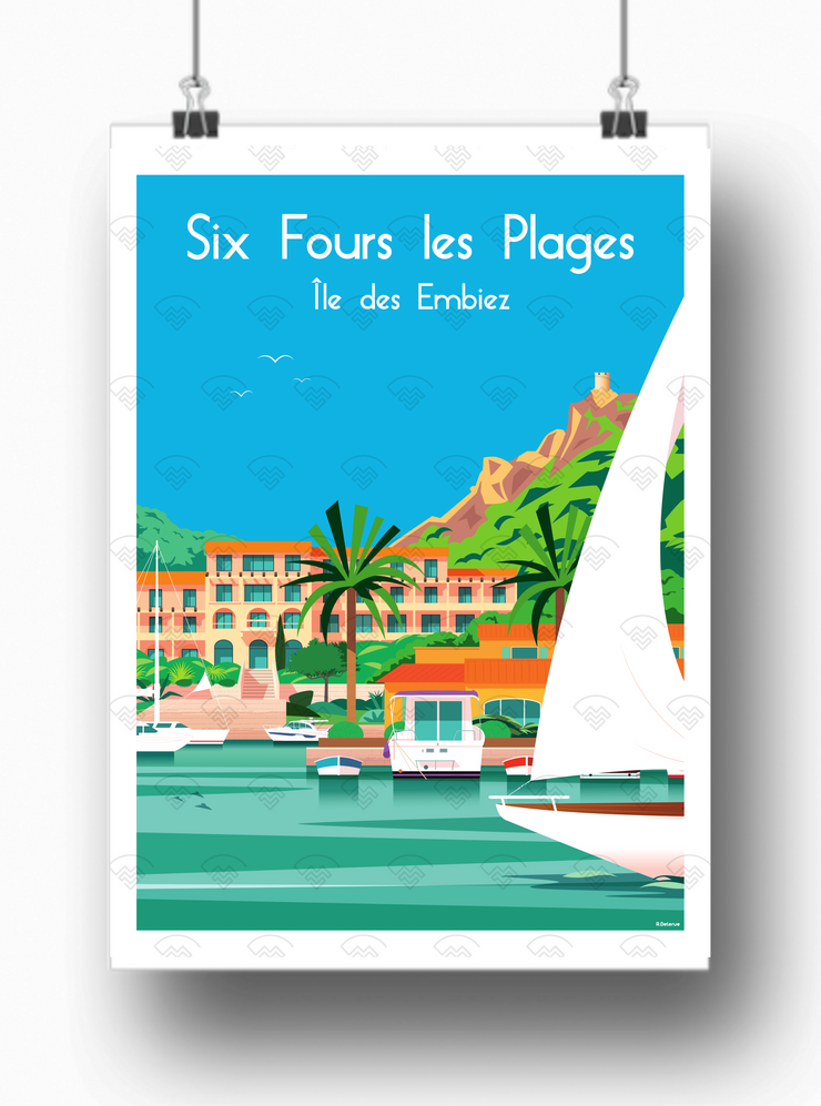 Affiche Six Fours les plages - Ile des Embiez Bateau par Raphael Delerue