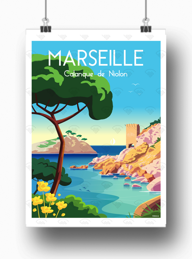 Affiche Marseille - Calanque de Niolon par Raphael Delerue