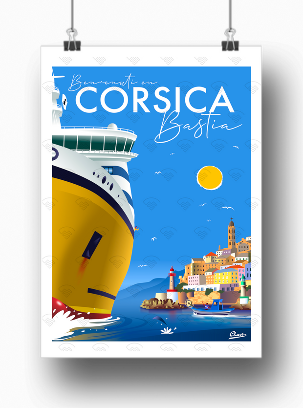 Affiche Corse - Bastia par Damien Clavé / Edition Limitée