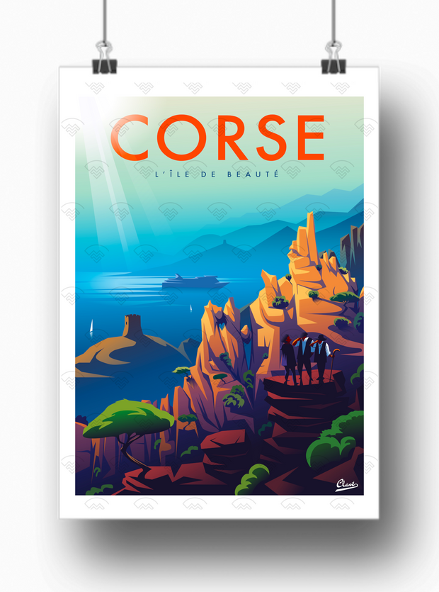 Affiche Corse - Ile de Beauté par Damien Clavé / Edition Limitée