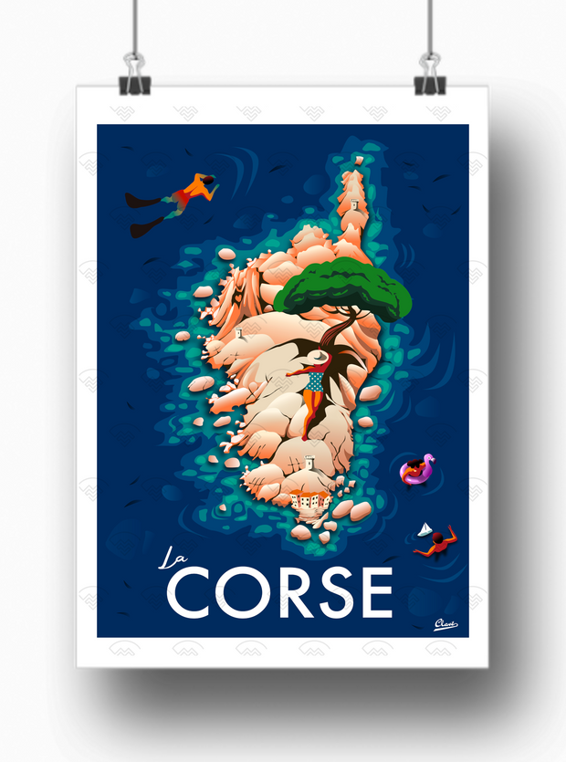 Affiche Corse - Vue du Ciel par Damien Clavé / Edition Limitée