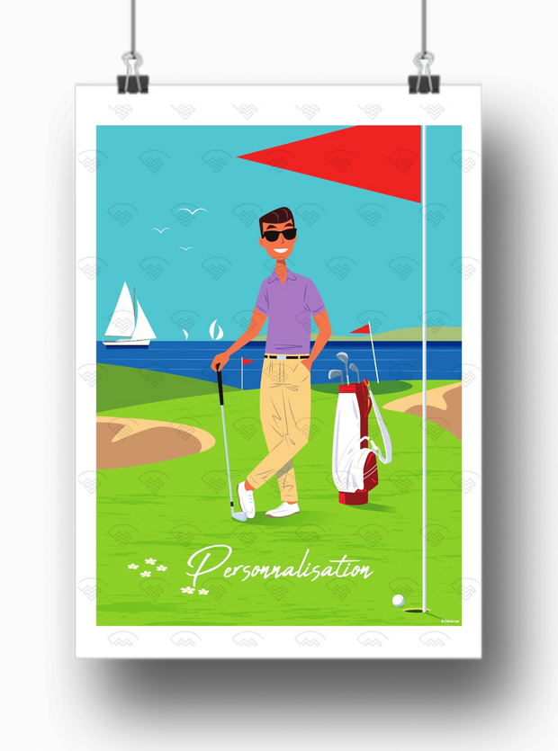 Mon affiche personnalisée - Homme jouant au golf par Raphael Delerue