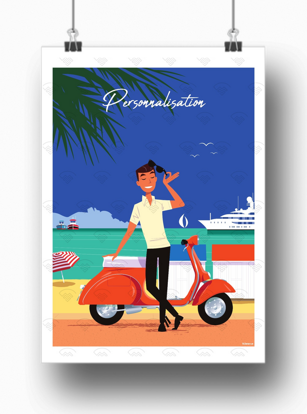 Mon affiche personnalisée - Homme au scooter par Raphael Delerue