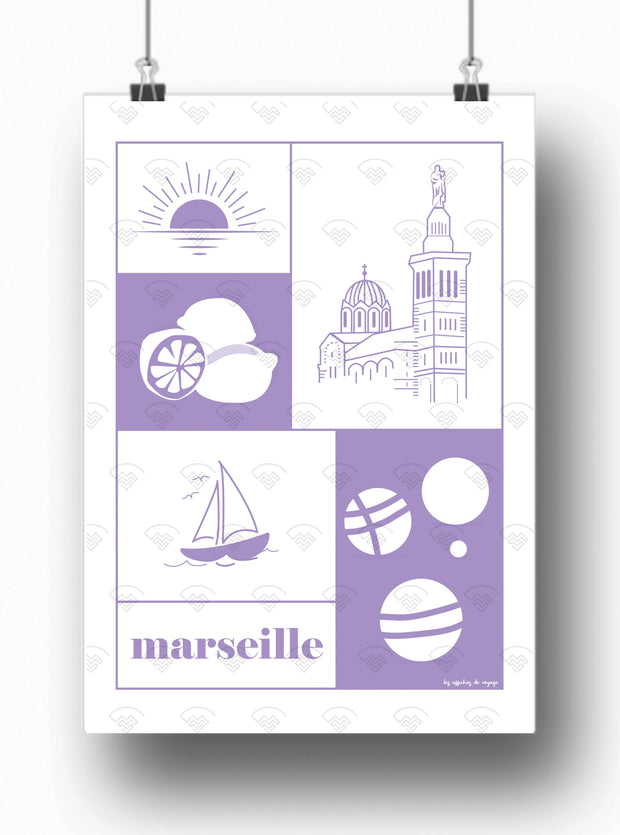 Affiche Les symboles de Marseille par Les Affiches de voyage