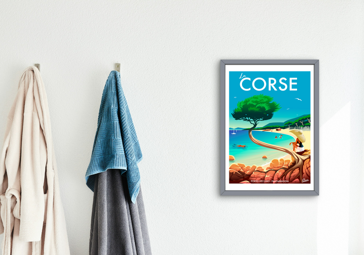 Affiche Corse - Plage de la Palombaggia par Damien Clavé / Edition Limitée