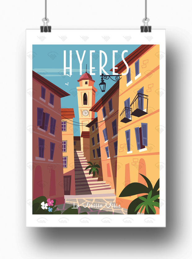 Affiche Hyères - Vieille ville par Gary Godel