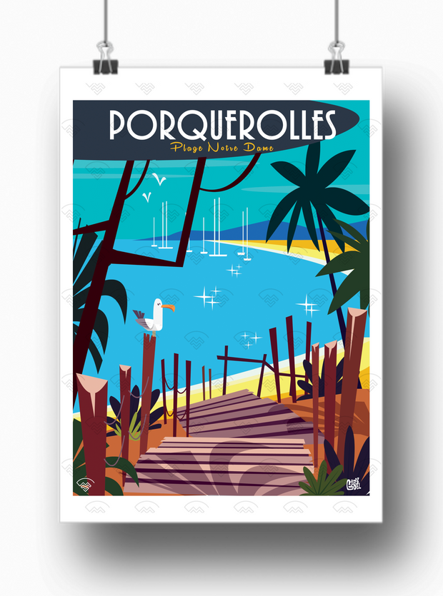 Affiche Porquerolles - Plage Notre-Dame par Gary Godel