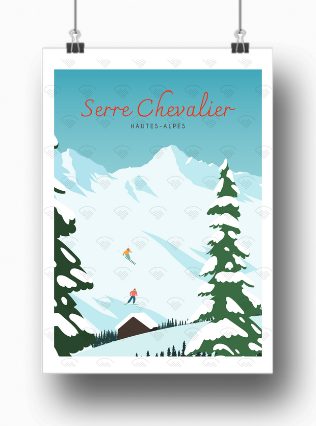 Affiche Serre-Chevalier - Montagnes enneigées par Maona