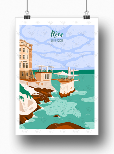 Affiche Nice - Le Plongeoir par Les Croquis de Cam