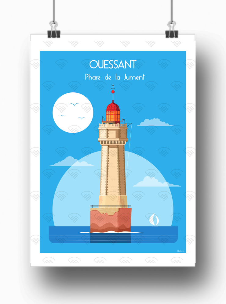 Affiche Ouessant - Phare de la Jument par Raphaël Delerue