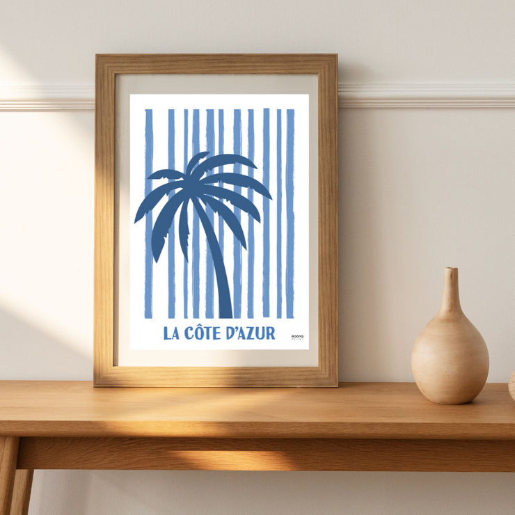 Affiche Côte d'Azur - Palmier par Maona Design
