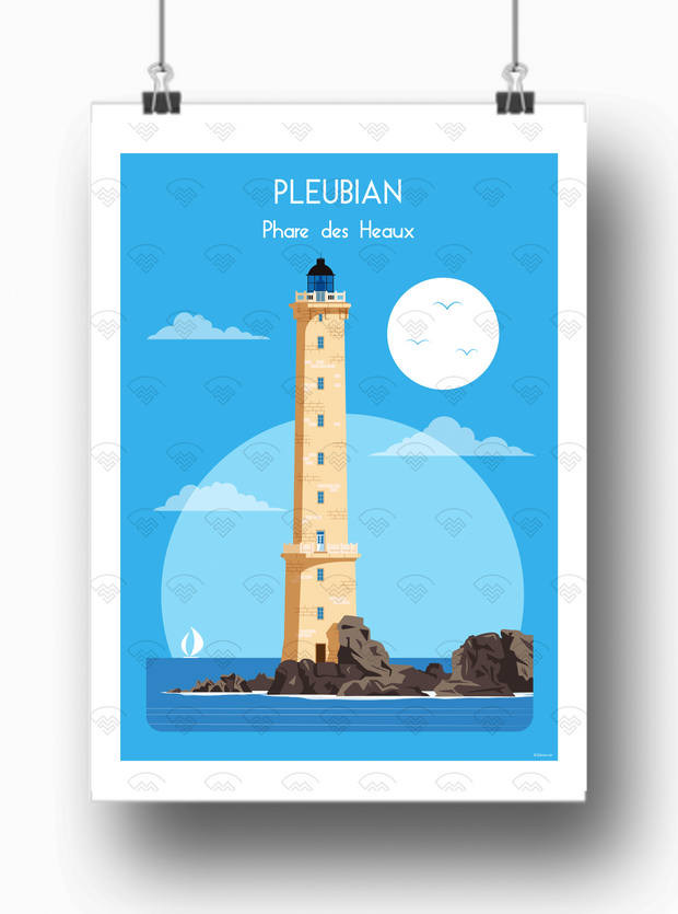 Affiche Pleubian - Phare des Heaux par Raphaël Delerue