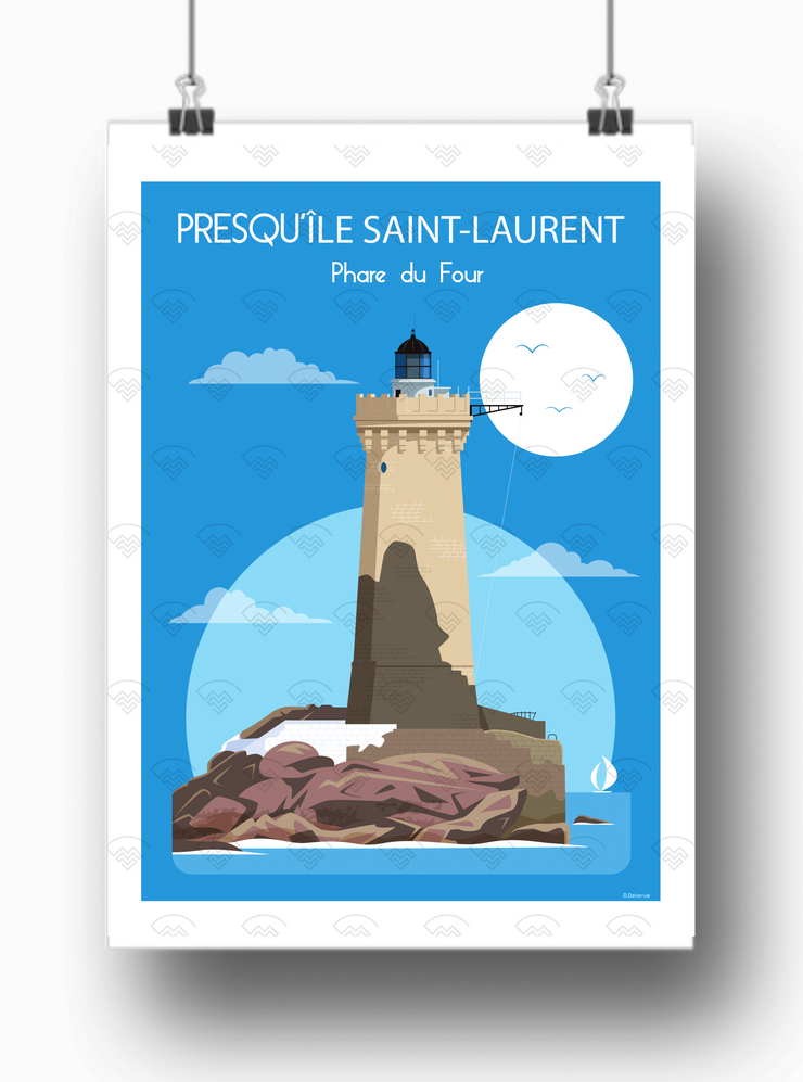 Affiche Presqu'île Saint-Laurent - Phare du Four par Raphaël Delerue