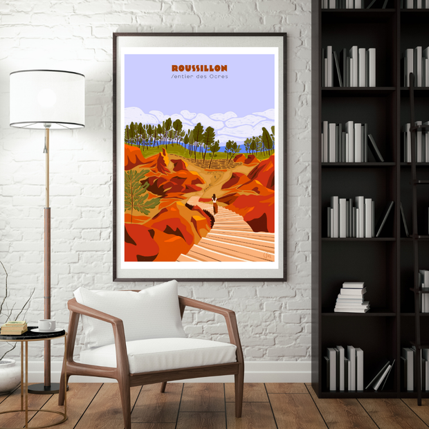 Affiche Roussillon - Sentier des Ocres par Les Croquis de Cam