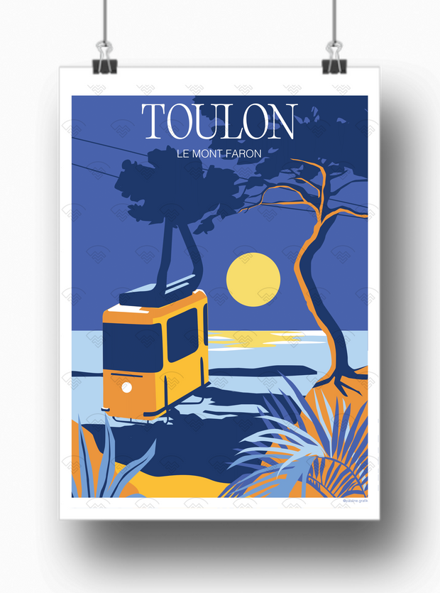 Affiche Toulon - Le Mont Faron nuit par Pauline Grafik