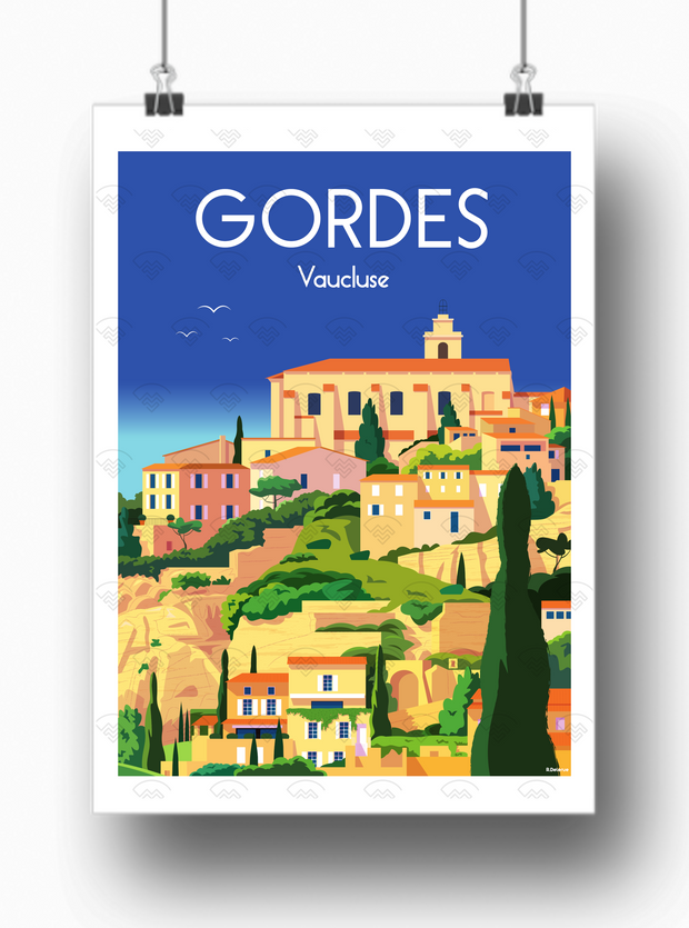 Affiche Gordes Vaucluse par Raphael Delerue