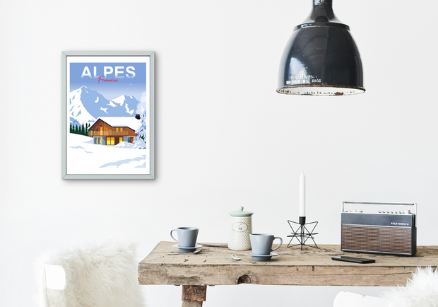 Affiche Alpes Françaises chalet de Raphael Delerue